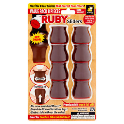 BulbHead Ruby Dark Walnut Flexible Chair Sliders Value Pack, 8 count