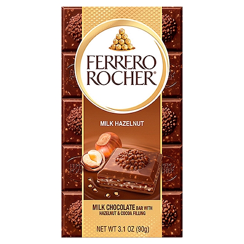 Smooth chocolate, crunchy hazelnut pieces and exquisite creamy filling combine in a sophisticated indulgence. Discover all of the irresistible Ferrero Rocher bars.