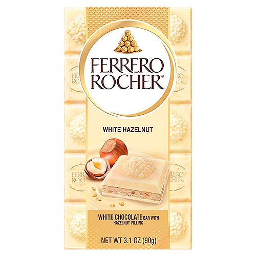 Ferrero Rocher White Chocolate Bar with Hazelnut Filling, 3.1 oz
