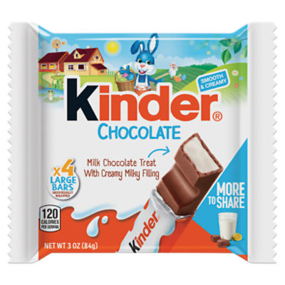 Kinder Smooth & Creamy Chocolate Bars, 4 count, 3 oz