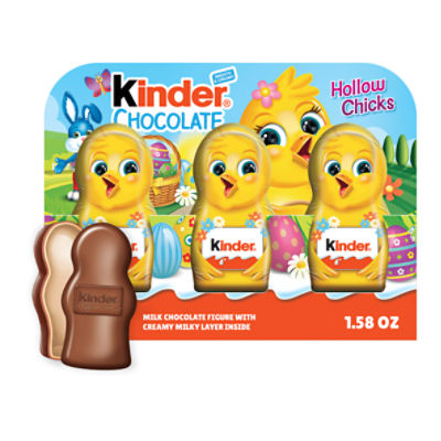 Kinder Hollow Chicks Milk Chocolate Figure with Creamy Milk Layer Inside, 0.5 oz, 3 count