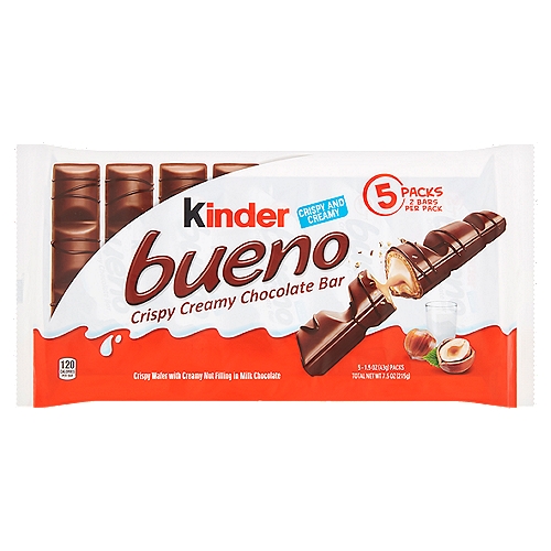 Kinder Bueno Crispy Creamy Chocolate Bar, 1.5 oz, 5 count