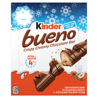 Kinder Bueno Crispy Creamy Chocolate Bar, .75 oz, 4 count