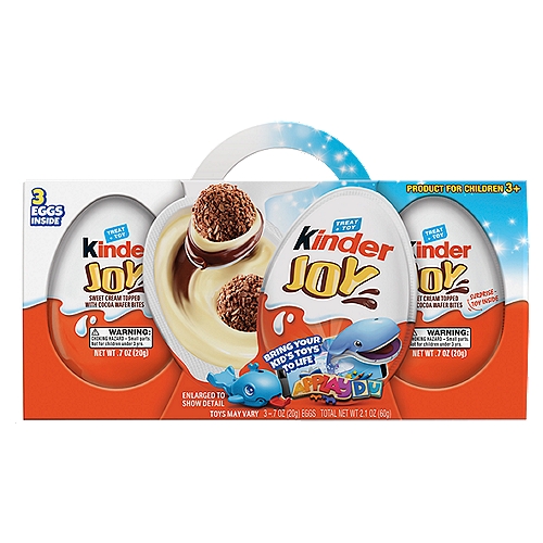 Kinder Joy Treat + Toy Sweet Cream Topped with Cocoa Wafer Bites, .7 oz, 3 count