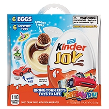 Kinder Joy Treat + Toy Sweet Cream Topped with Cocoa Wafer Bites, .7 oz, 6 count