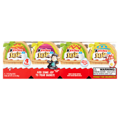 Kinder Joy Treat + Toy Sweet Cream Topped with Cocoa Wafer Bites, .7 oz, 4 count