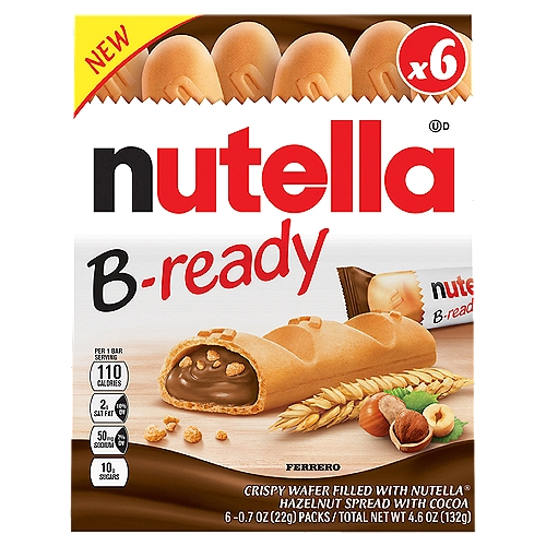 Ferrero Nutella B-ready Crispy Wafer Filled with Nutella, 0.7 oz, 6 count