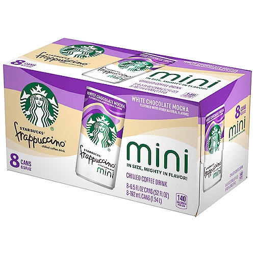 Starbucks Frappuccino Mini White Chocolate Mocha Chilled Coffee Drink, 6.5 fl oz, 4 count
Starbucks coffee drinks offer the bold, delicious taste of coffee with the rich flavors you know and love. This indulgence is proof that you can enjoy a little Starbucks wherever you may be.
