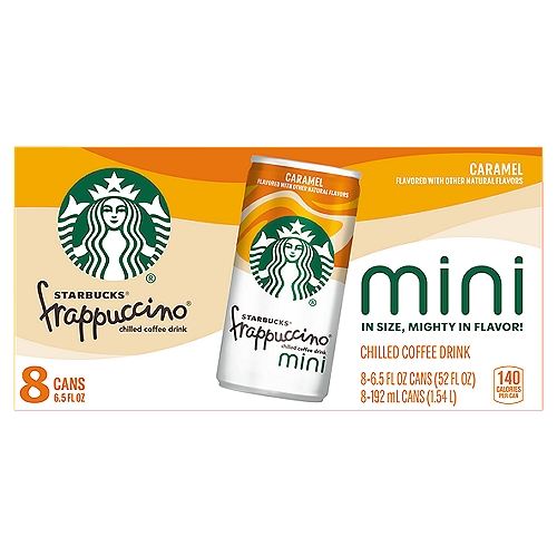 Starbucks Frappuccino Mini Caramel Chilled Coffee Drink, 6.5 fl oz, 8 count
Starbucks coffee drinks offer the bold, delicious taste of coffee with the rich flavors you know and love. This indulgence is proof that you can enjoy a little Starbucks wherever you may be.