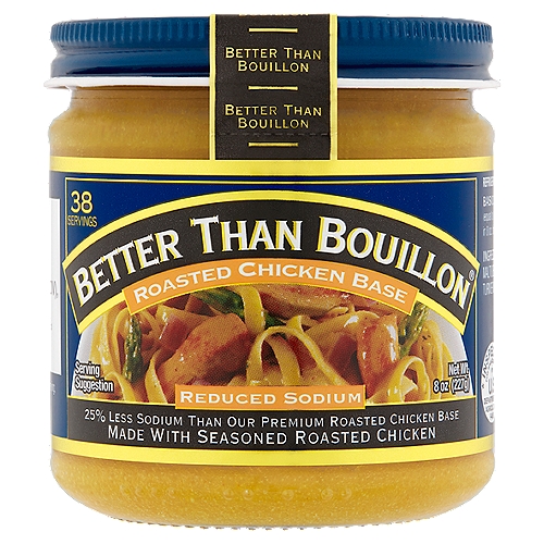 Better Than Bouillon Reduced Sodium Roasted Chicken Base, 8 oz
Sodium content has been reduced from 680mg to 500mg per reference serving.