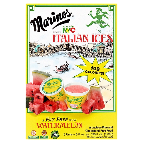 Marinos Watermelon Italian Ices, 6 fl oz, 6 count