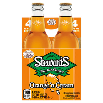 Stewart's Fountain Classics Orange and Cream Flavored Soda, 12 fl oz, 4 count