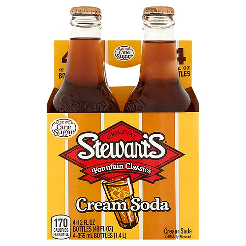 Stewart's Fountain Classics Original Cream Soda, 12 fl oz, 4 count