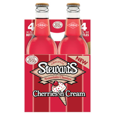 Stewart's Fountain Classics Original Cherries'n Cream Soda, 12 fl oz, 4 count