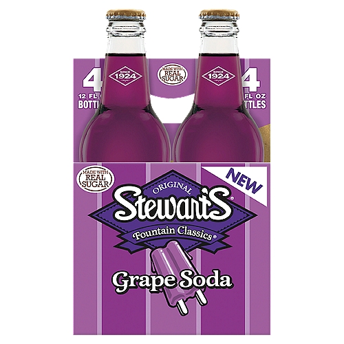 Stewart's Fountain Classics Original Grape Soda, 12 fl oz, 4 count