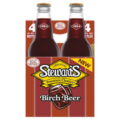 Stewart's Fountain Classics Original Birch Beer Soda, 12 fl oz, 4 count ...