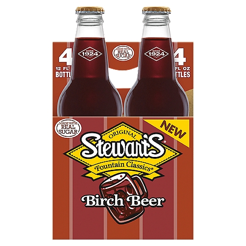 Stewart's Fountain Classics Original Birch Beer Soda, 12 fl oz, 4 count
