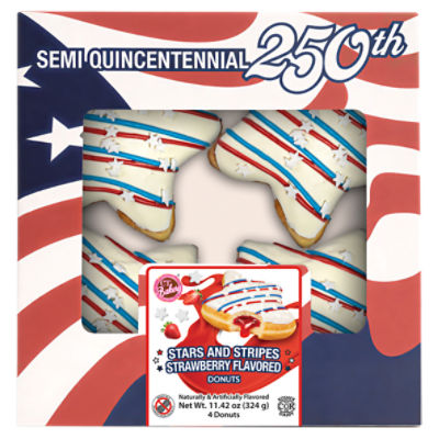 CT Bakery Stars and Stripes Strawberry Flavored Donuts, 4 count, 11.42 oz