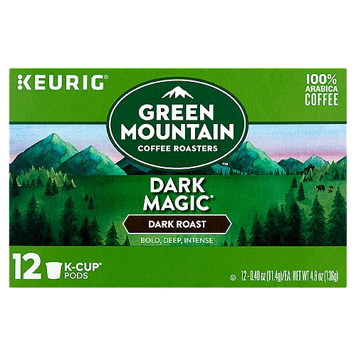 Green Mountain Coffee Roasters Dark Magic Roast Coffee K-Cup Pods, 0.40 oz, 12 count
100% Arabica Coffee