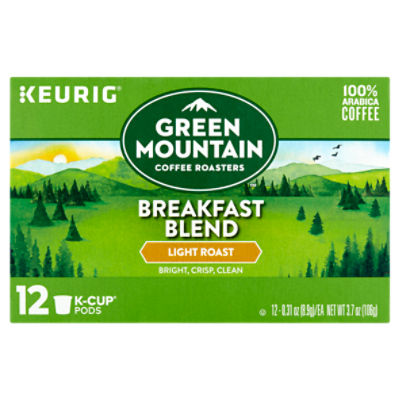 Green Mountain Coffee Roasters Breakfast Blend Light Roast Coffee K-Cup Pods, 0.31 oz, 12 count