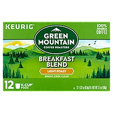 Green Mountain Coffee Breakfast Blend Light Roast K-Cup Pods, 12 Each