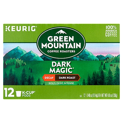 Green Mountain Coffee Roasters Dark Magic Decaf Dark Roast Coffee K-Cup Pods, 0.40 oz, 12 count
100% Arabica Coffee