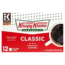 Krispy Kreme Doughnuts Classic Medium Roast Coffee K-Cup Pods, 0.33 oz, 12 count