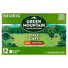 Green Mountain Coffee Roasters Half Caffeine Medium Roast Coffee K-Cup Pods, 0.33 oz, 12 count