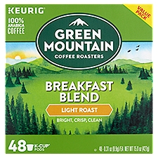Green Mountain Coffee Roasters Breakfast Blend Coffee K-Cup Pods Value Pack, 0.31 oz, 48 count