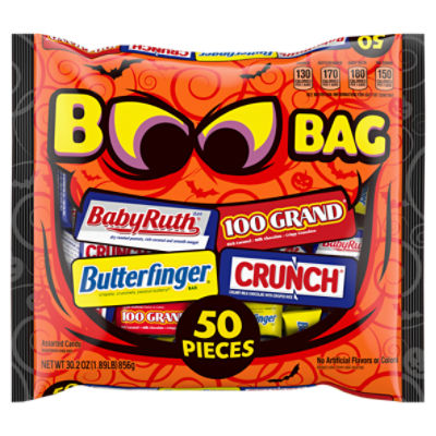 Butterfinger/Crunch/100 Grand/Baby Ruth Boo Bag Assorted Candy, 50 count, 30.2 oz