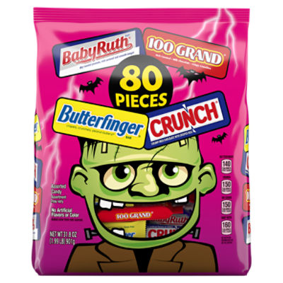 Butterfinger/Crunch/100 Grand/Baby Ruth Assorted Candy, 80 count, 31.8 oz