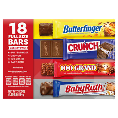 Butterfinger/Crunch/100 Grand/Baby Ruth Assorted Candy Variety Pack, 18 count, 31.2 oz