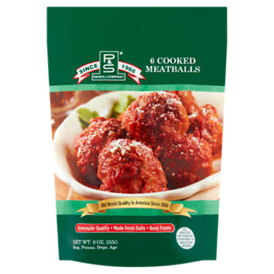 P&S Ravioli Company Cooked Meatballs, 6 count, 9 oz