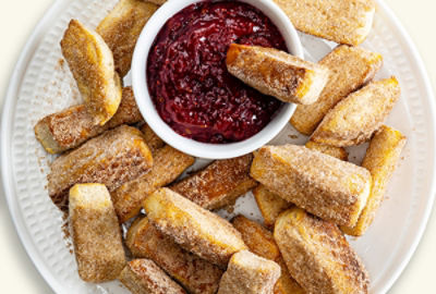 Air Fryer Donut Fries with Orange Raspberry Preserves