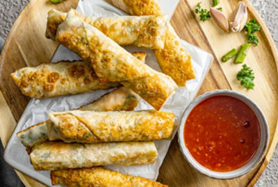 Air Fryer Salmon and Asparagus Spring Rolls