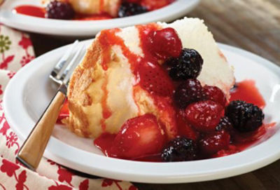 Angel Food Cake with Mixed Berry Compote