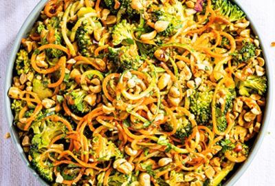 Asian Spiralized Veggie Salad with Sweet Thai Chili Dressing