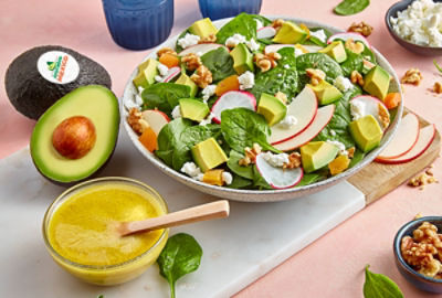 Avocado, Apple and Apricot Spinach Salad