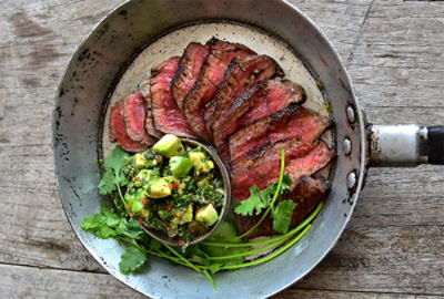 Avocado Chimichurri Served with Grilled Steak