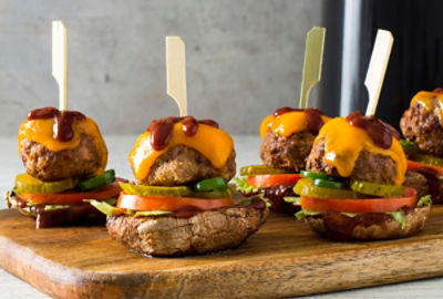 BBQ Cheeseburger Meatball Sliders