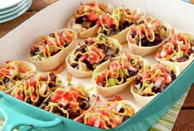 Black Bean, Rice and Queso Mini Tacos