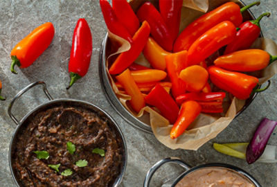 Black Bean Dip with Mini Pepper Dunkers