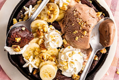 Brownie Banana Walnut Sundae for Two