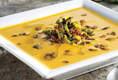 Brussels and Sweet Potato Soup