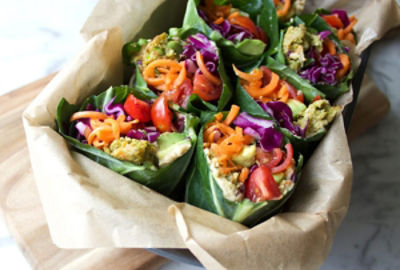 California Veggie Burger Collard Wraps