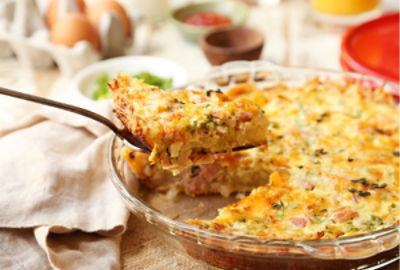 Canadian Bacon Hash Brown Quiche