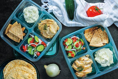 Chicken Gyro Bento Box with Feta-Yogurt Sauce