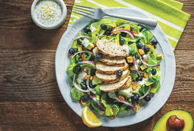 Chicken & Blueberry Salad with Creamy Lemon Seed Dressing