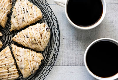 Chocolate Almond Scones with Espresso Drizzle