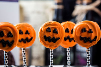 Chocolate Covered Jack O Lantern Cookie Pops